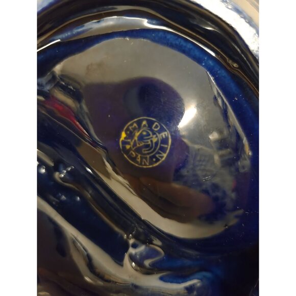 Vintage Japan Ceramic Blue Floral Divided Serving Dish w/ Handle Nuts Candy - Picture 5 of 5